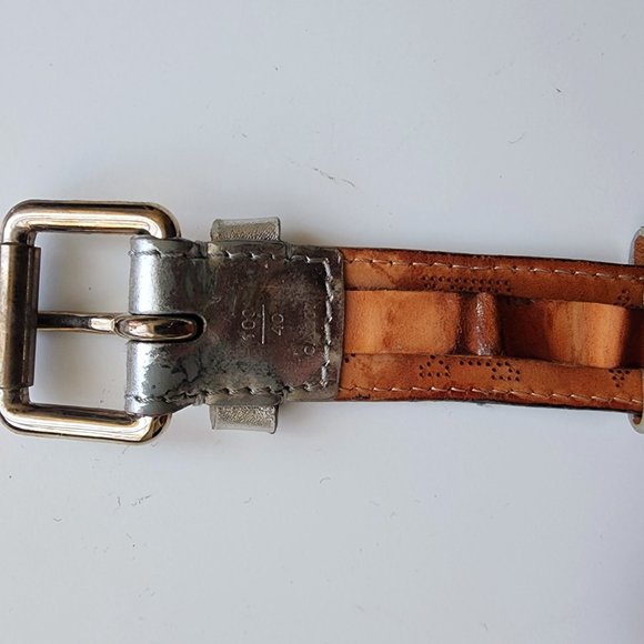 LOUIS VUITTON - AUTHENTIC LV METALLIC SILVER LEATHER PERFORATED MAHINA BELT - Picture 15 of 15